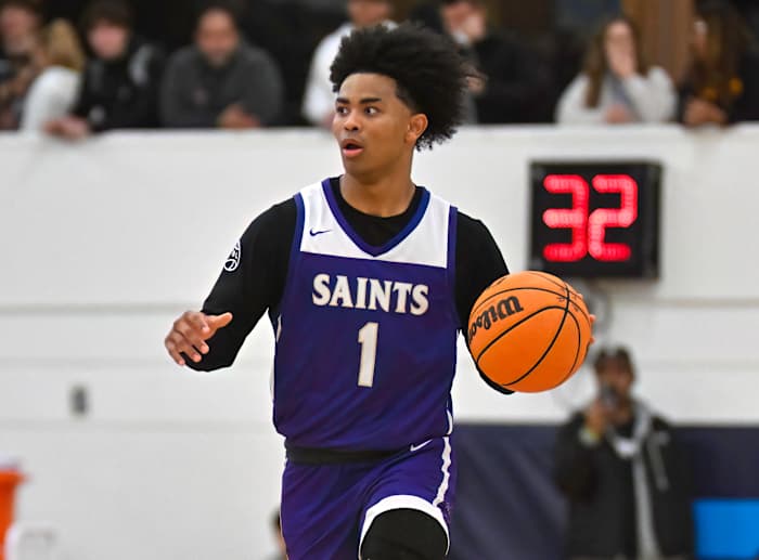 St. Augustine's Lolo Rudolph brings the ball up the court in December's Torrey Pines Holiday Classic